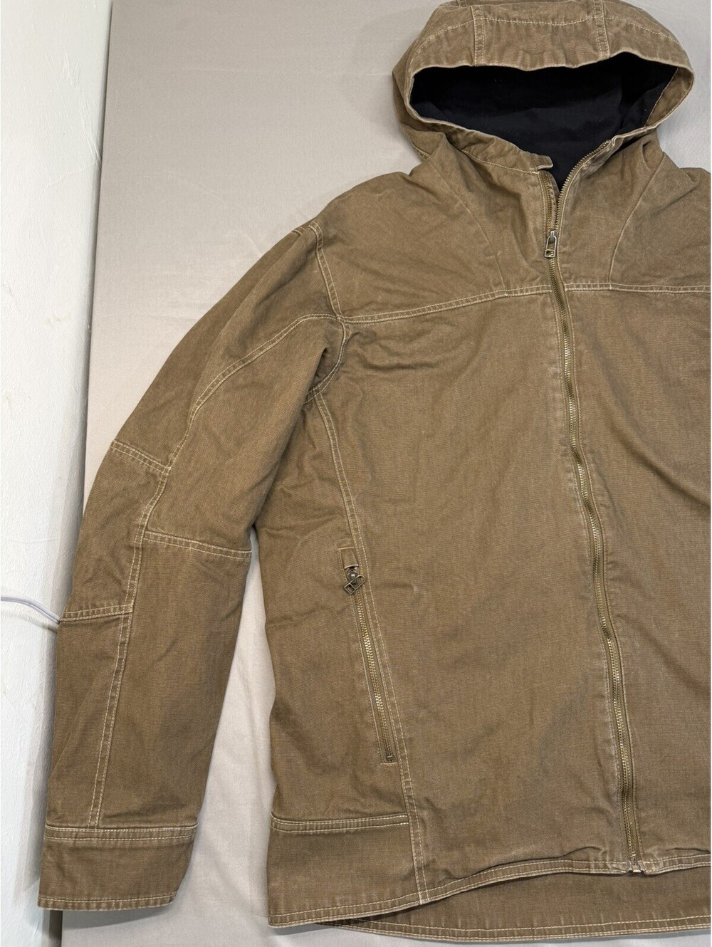 Kuhl The Law Fleece Lined Hoody Jacket Mens XL Brown Vintage Patina Dye Canvas - Picture 3 of 15